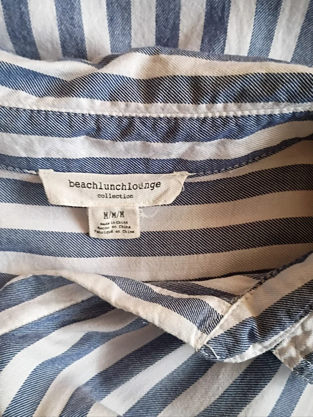 BEACH LUNCH LOUNGE Womens Shirt Button Down  Blue White Stripes MEDIUM - Picture 6 of 8